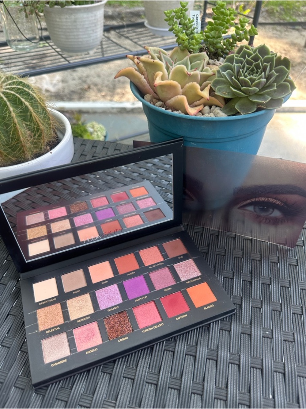 HUDA BEAUTY Eyeshadow Palette — Pink, Purple, Orange & Gold Shades